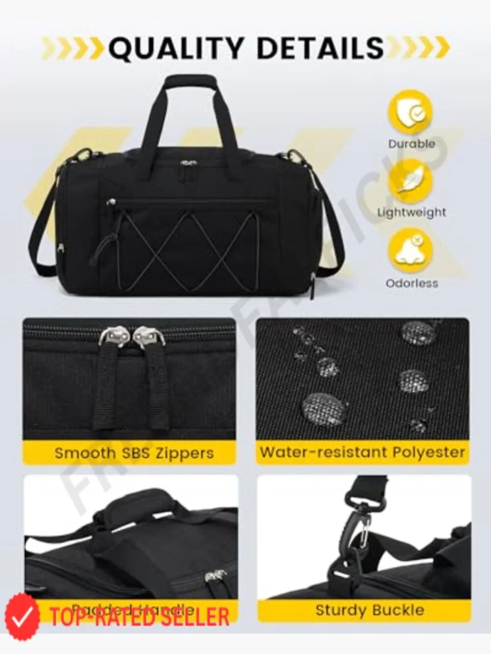 21 Inch Gym Duffle Bag for Men with Shoe Compartment Wet Pocket Water Resistant